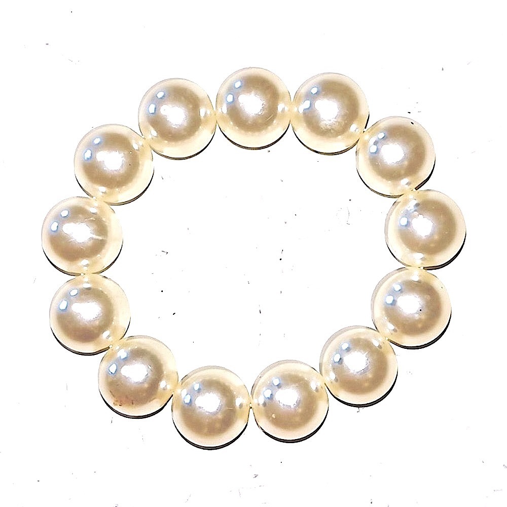 PEARL BRACELET BIG 1/2”CREAM SMOOTH PEARLS STRETCH BRACELET ONE SIZE NEW